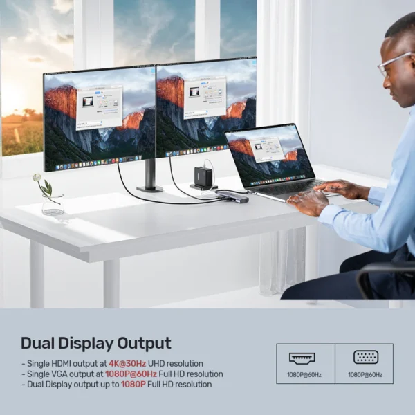 ⁦מולטיפורט 1IN9 UNITEK בחיבור USB , תצוגה טעינה ועוד⁩ – תמונה ⁦5⁩