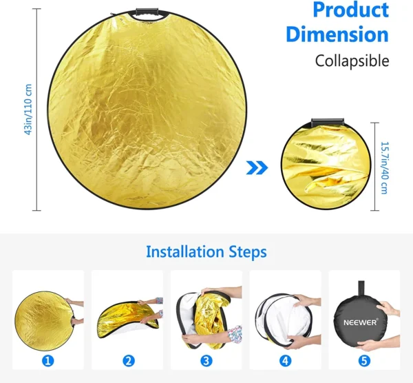 ⁦ערכת רפלקטור עגול נייד 5 ב-1  Neewer Reflector Kit⁩ – תמונה ⁦5⁩