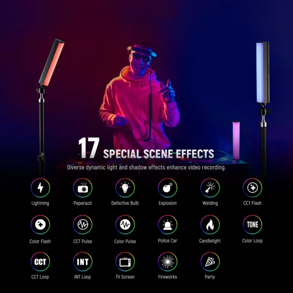 ⁦מקל תאורה חכם עם שליטה באפליקציה Neewer TL21C LED Light Wa⁩ – תמונה ⁦2⁩