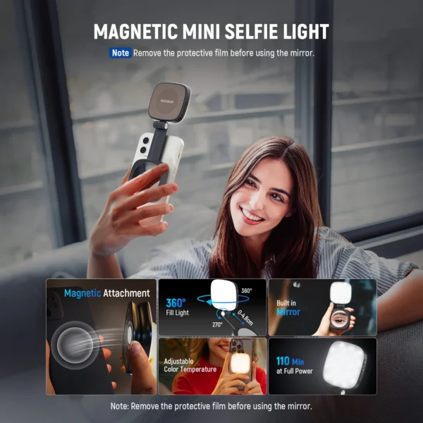 ⁦תאורת סלפי מגנטית ניידת Neewer NL48B Magnetic Selfie Light⁩ – תמונה ⁦4⁩
