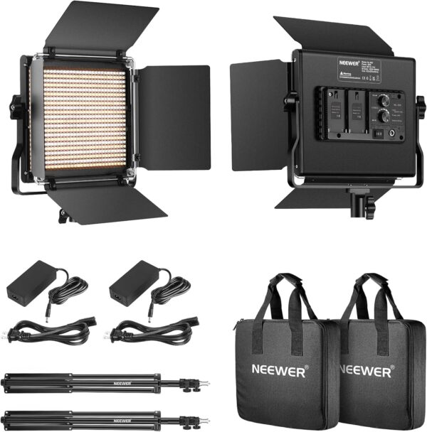 ⁦סט תאורה דו-צבעי מקצועי עם חצובות Neewer 660 Bi-Color LED K⁩ – תמונה ⁦3⁩